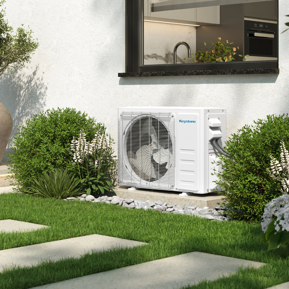 Keystone - Summit 230V 400 Sq. Ft. 9,000 BTU Smart Mini Split Air Conditioner 10,000 BTU Heater - White
