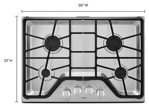 Maytag - 30 in. Wide 4 burners Built-In Gas Cooktop - Stainless Steel