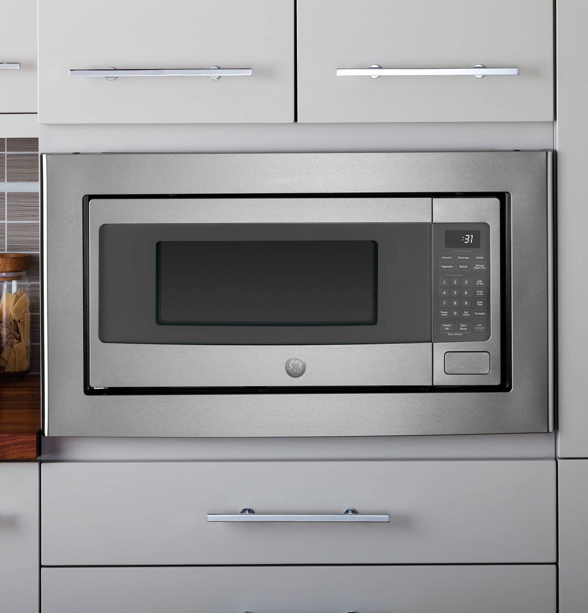 GE Profile - 1.1 Cu. Ft. Countertop Microwave with Sensor Cooking and Built-In Capable Option - Stainless Steel