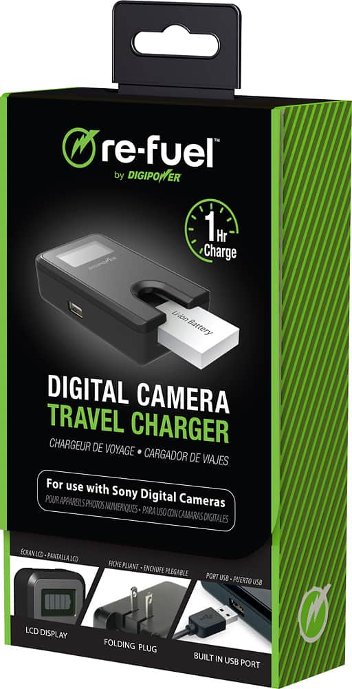 Digipower - Patented Plateless Design Digital Camera Travel Charger for Sony Batteries - Black