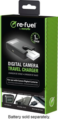 Digipower - Patented Plateless Design Digital Camera Travel Charger for Canon Batteries (NB4L, NB6L, NB11L) - Black