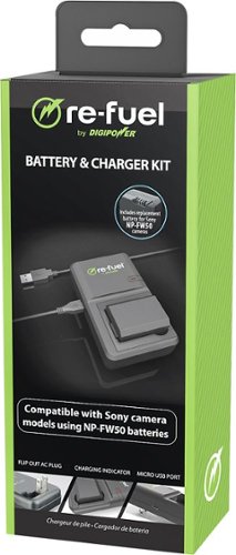 Digipower - Digital camera battery & charger kit, replacement for Sony NP-FW50 battery and OEM charger - Black