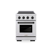 ZLINE - 24 in. Wide 3 Elements Autograph 3.2 cu. ft. Paramount Freestanding Induction Range in Satin Steel with Black Accents - Satin Stainless Steel