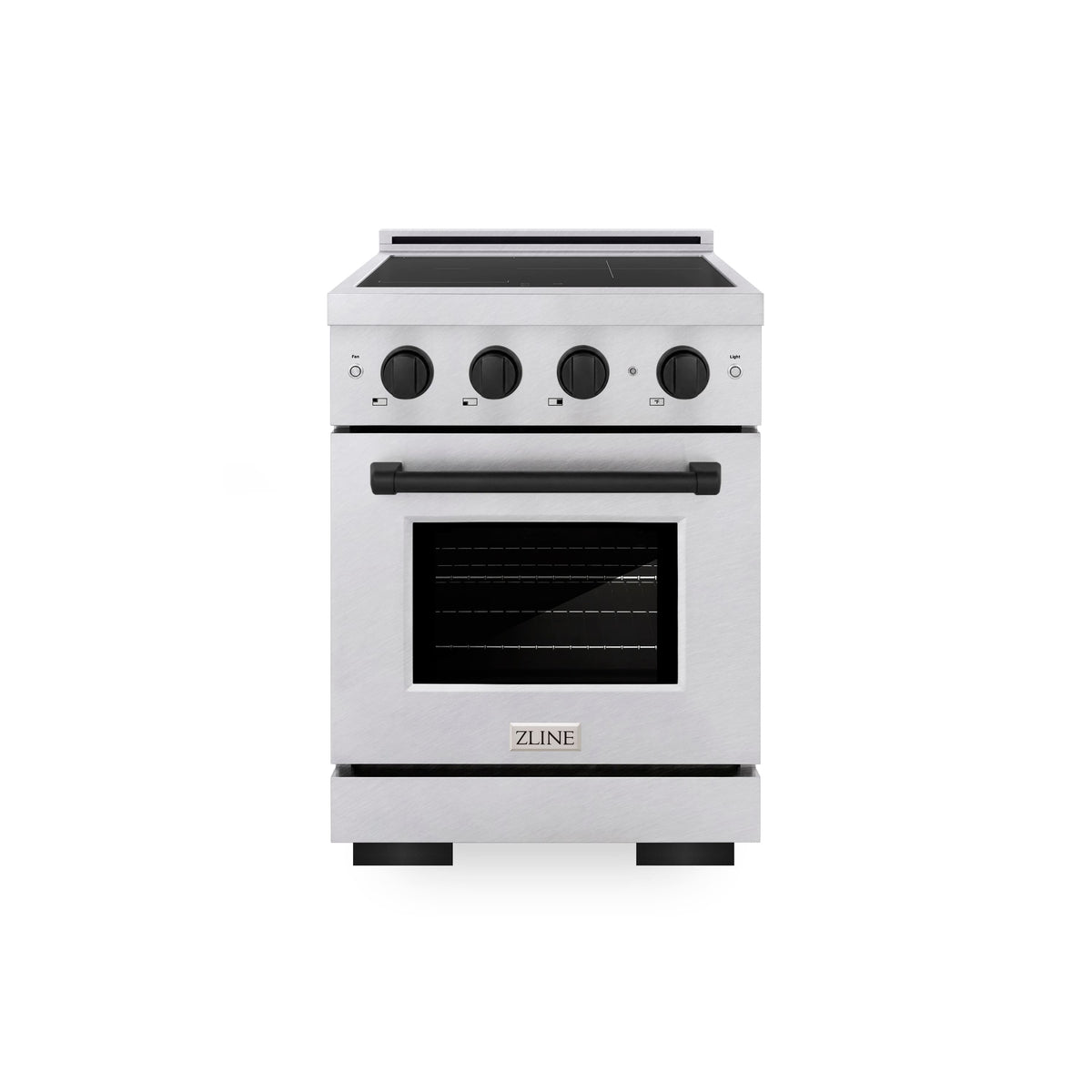 ZLINE - 24 in. Wide 3 Elements Autograph 3.2 cu. ft. Paramount Freestanding Induction Range in Satin Steel with Black Accents - Satin Stainless Steel