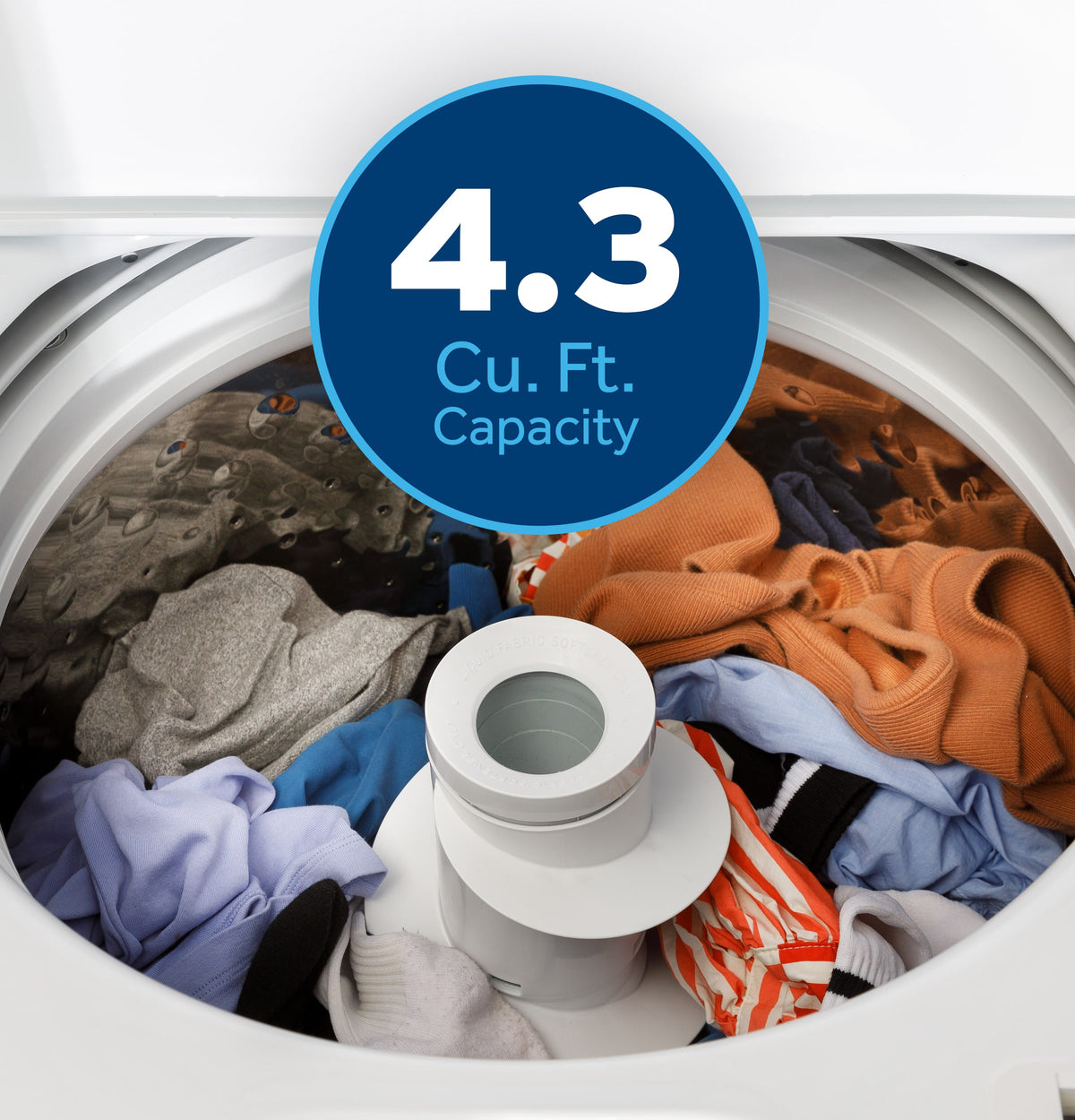 GE - 4.3 Cu. Ft. High-Efficiency Top Load Washer with Cold Plus - White with Silver Matte