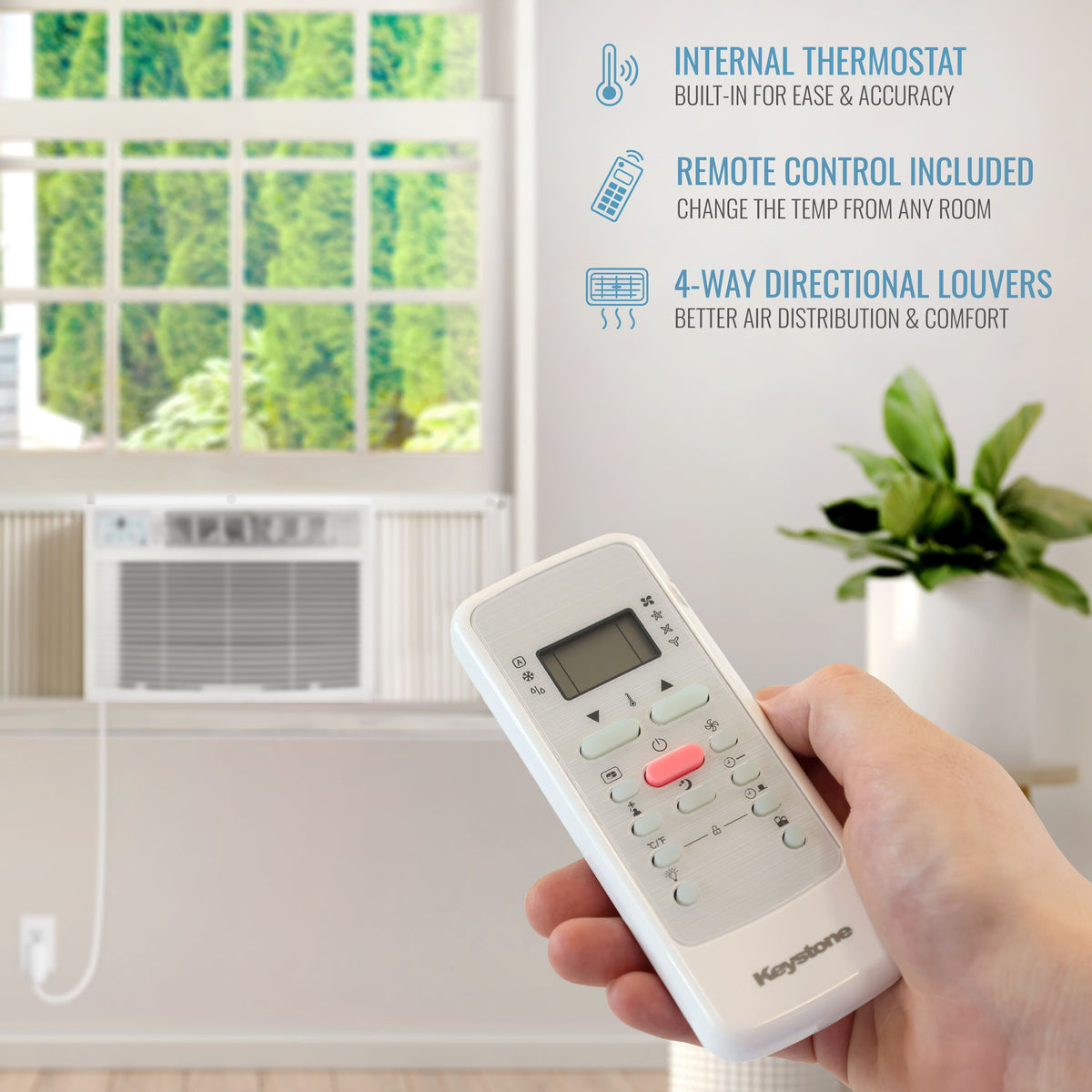 Keystone - 23,200/22,900 BTU 230V Window Air Conditioner with 16,000 BTU Supplemental Heat Function - White
