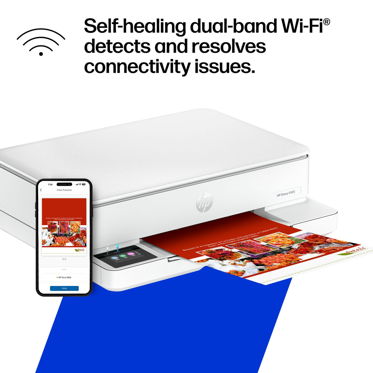 HP - Envy 6165 Wireless AI-Enabled All-in-One Inkjet Printer with 6 months of Instant Ink - White