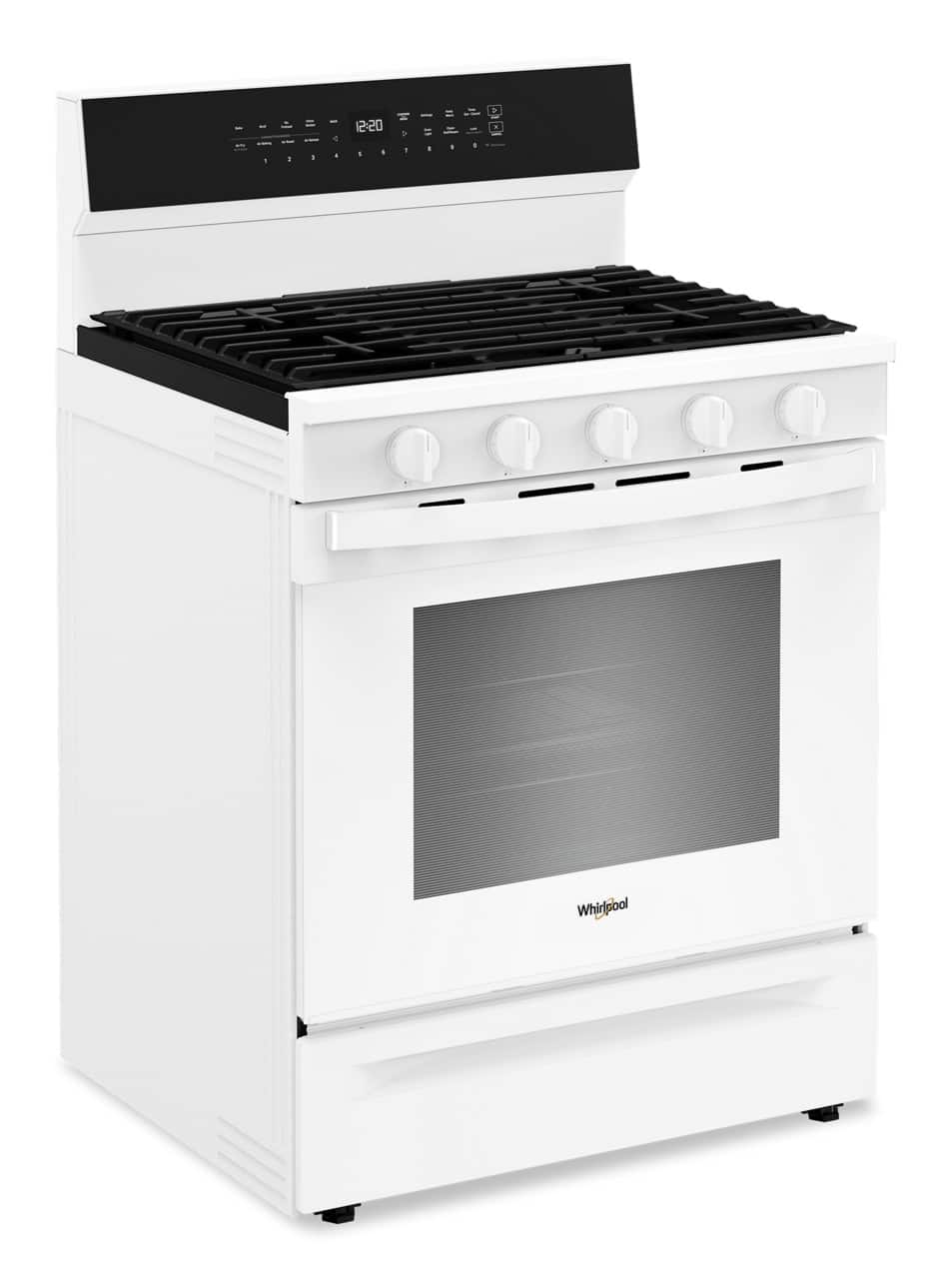 Whirlpool - 30 in. Wide 5 burners 5.0 cu. ft. Smart Freestanding Gas Range with Air Cook Technology, No Preheat Air Fry, Steam Clean - White