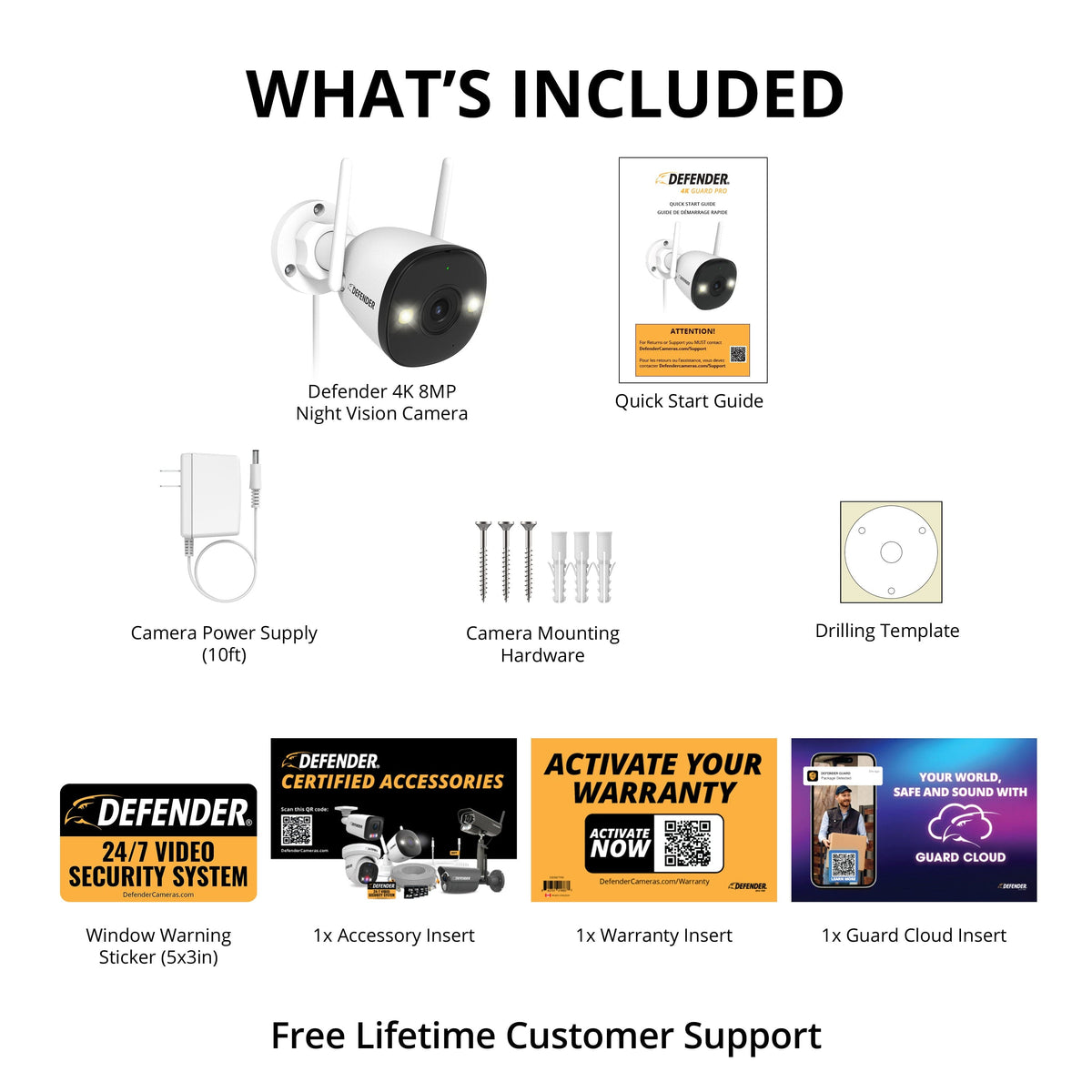 Defender - AI POWERED 4K Guard Pro Wi-Fi 6 Plug-in Power Security Camera - White