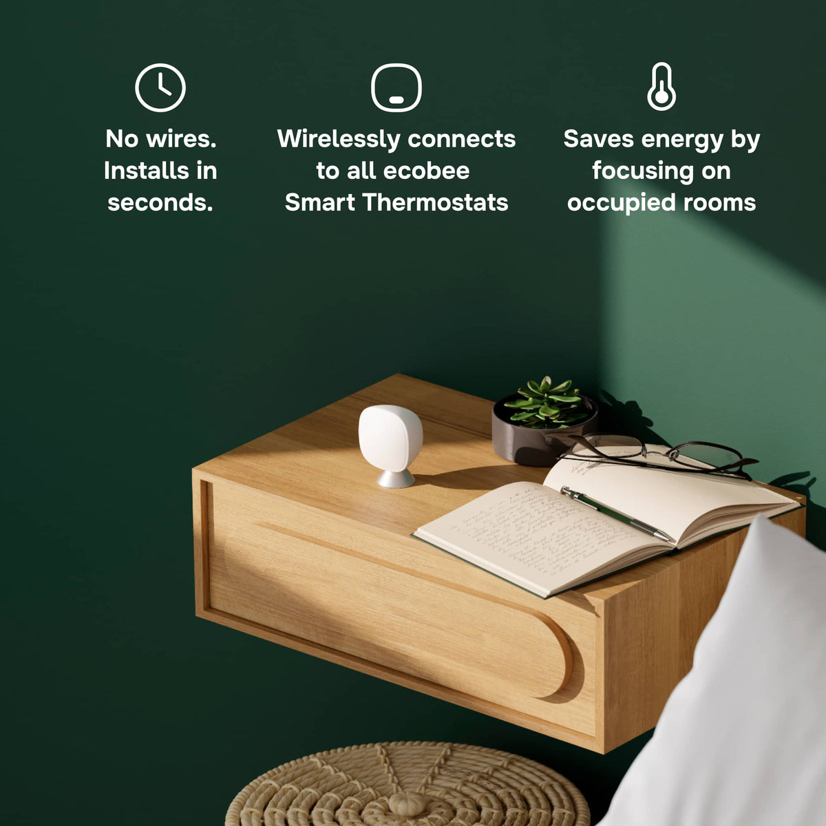 ecobee - SmartSensor 2-Pack - Temperature & Occupancy Detection, Comfort, Security, Energy Savings - White