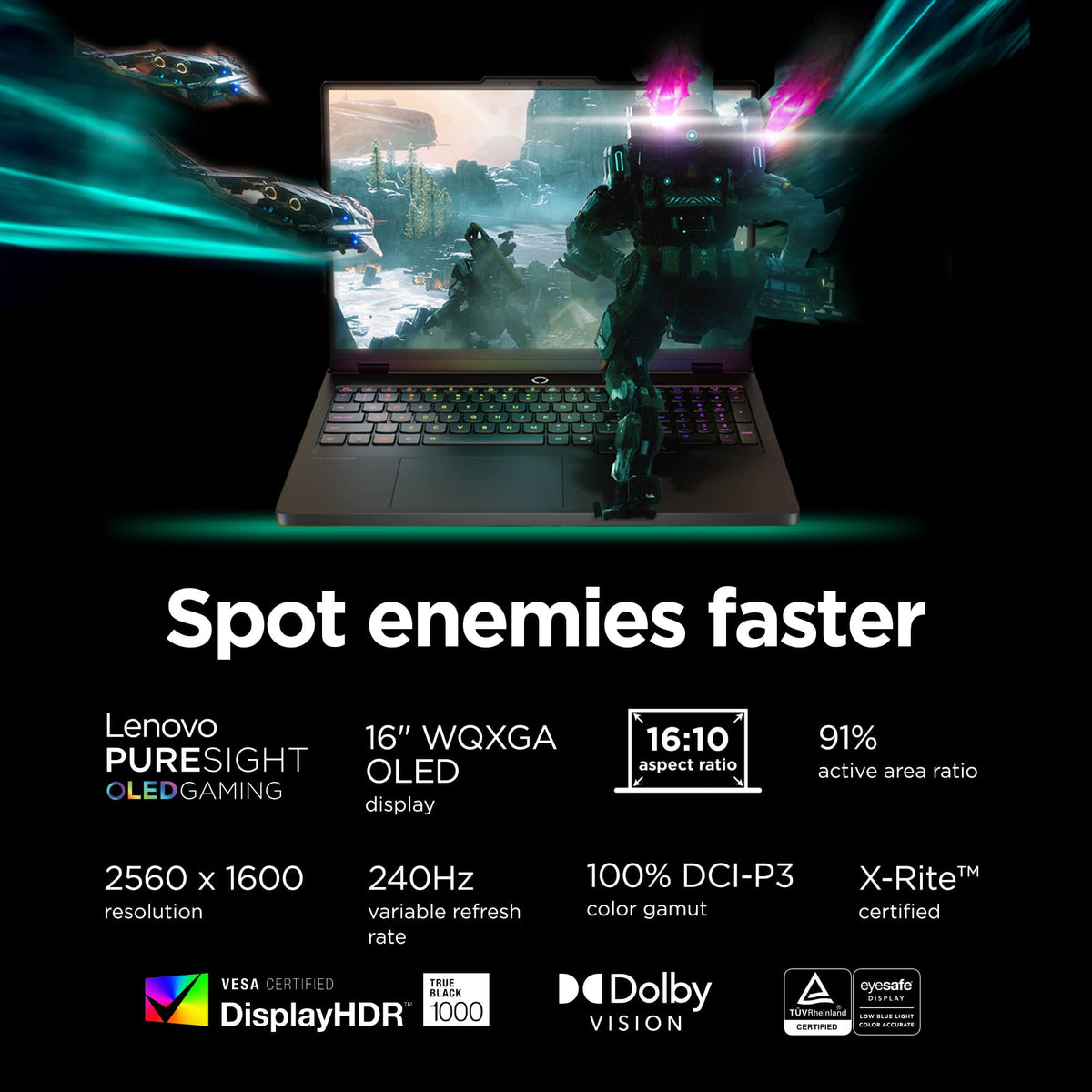 Lenovo - Legion Pro 5i 16" 3K OLED Gaming Laptop - Intel Core Ultra 7 251HX 2026 - 24GB RAM - NVIDIA GeForce RTX 5070Ti - 512GB - Eclipse Black