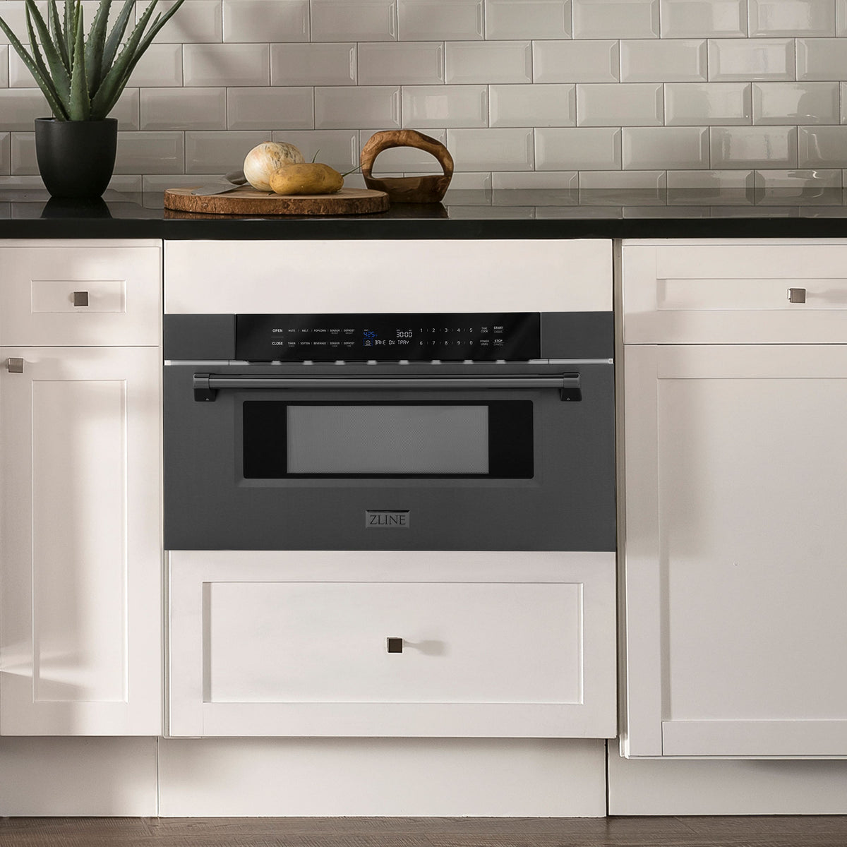 ZLINE - 30 in. 1.2 cu. ft. Built-in Microwave Drawer - Black Stainless Steel
