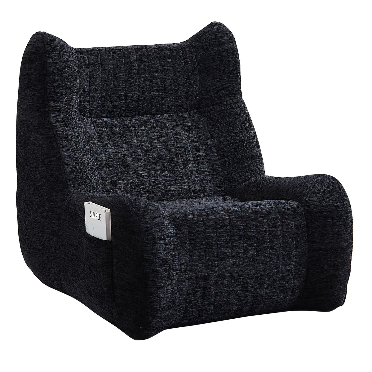 Puf con reposabrazos, extragrande y cómodo, sillón lounge con puf, sofá perezoso de suelo, sillón decorativo para sala de estar - Negro