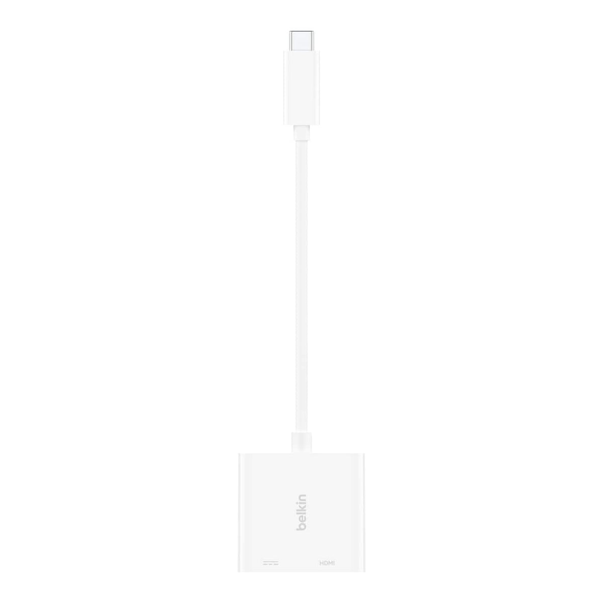Belkin - USB-C to HDMI Adapter + USB-C Charging Port, 4K UHD Video, 60W Passthrough Power - White