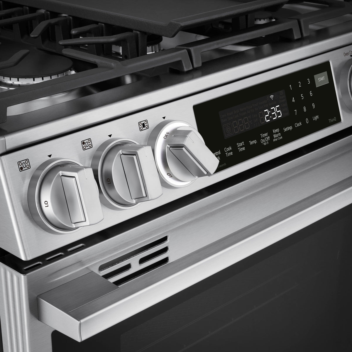LG - 30-in Wide 6.3 Cu. Ft. Slide-In Gas True Convect Smart Range with 5 Burners, EasyClean, Air Fry and UltraHeat 22K Burner - Stainless Steel