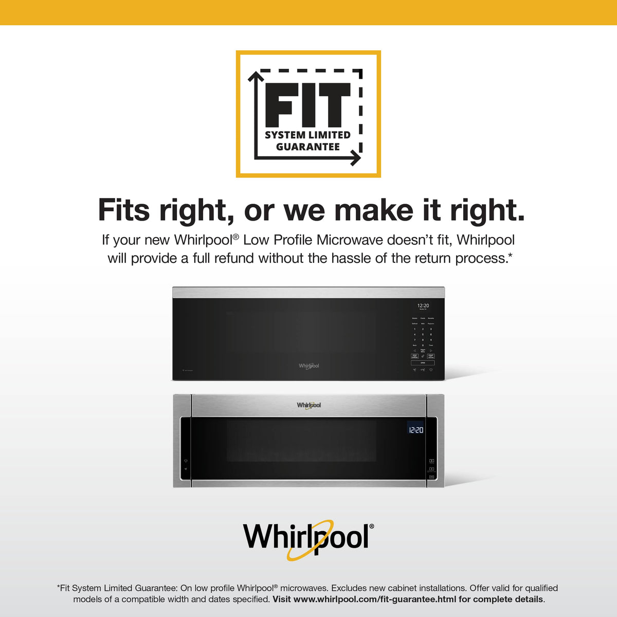 Whirlpool - 1.1 Cu. Ft. Low Profile Over-the-Range Microwave Hood Combination with Hidden Control Panel - Stainless Steel
