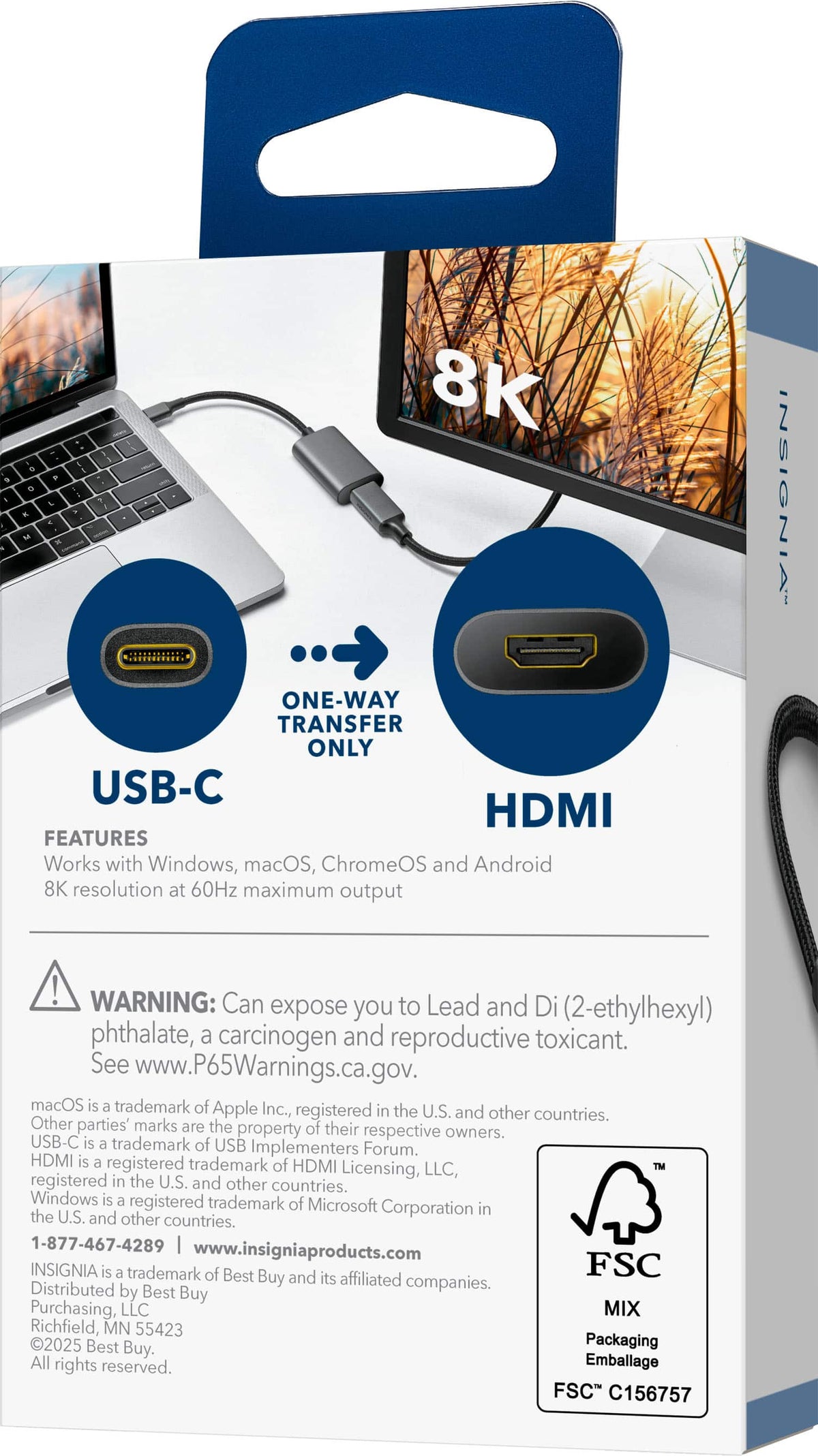 Insignia™ - 8K USB-C to HDMI Adapter - Black