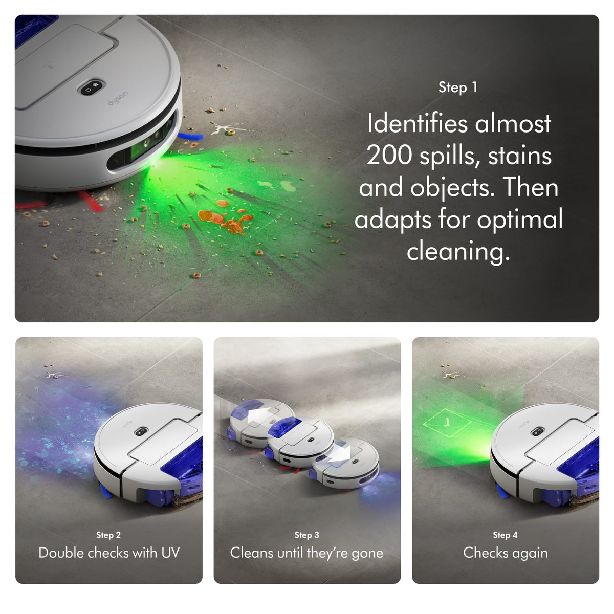 Dyson - R3 Nurovi Spot+Scrub UV Robot Vacuum - Silver/Vinca Blue
