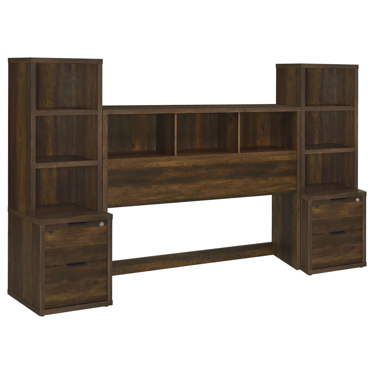 Geary - Set de dormitorio de 3 piezas con cabecero con estantería