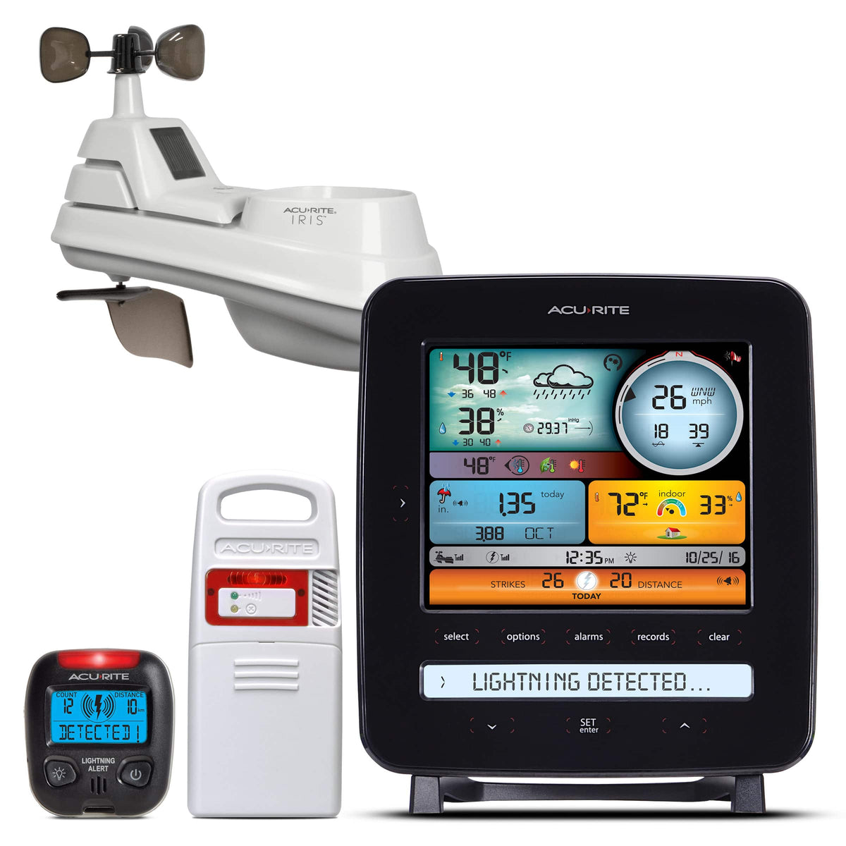 AcuRite - Iris 5n1 Weather Station Bundle w/Portable & Stationary Lightning Detector - Black