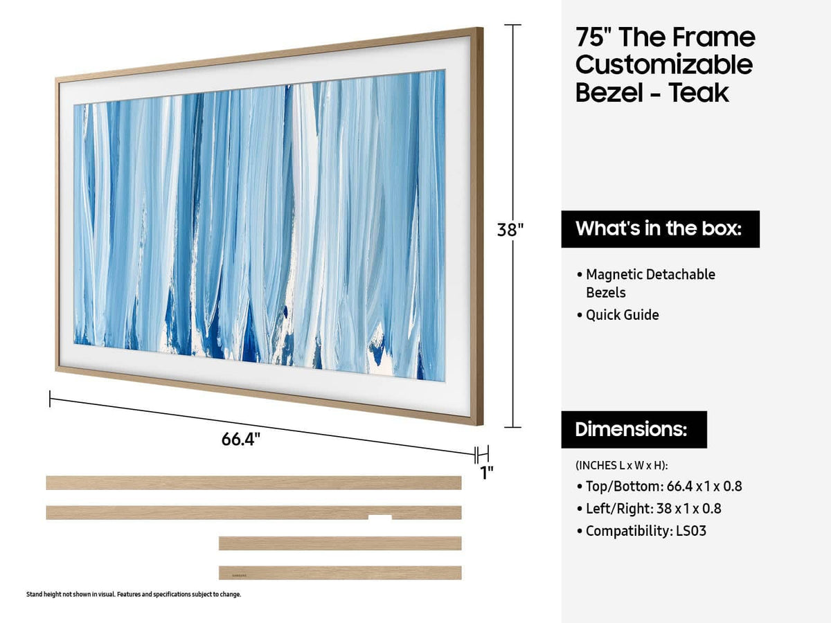 Samsung - 75" The Frame Customizable Bezel - Modern - Teak