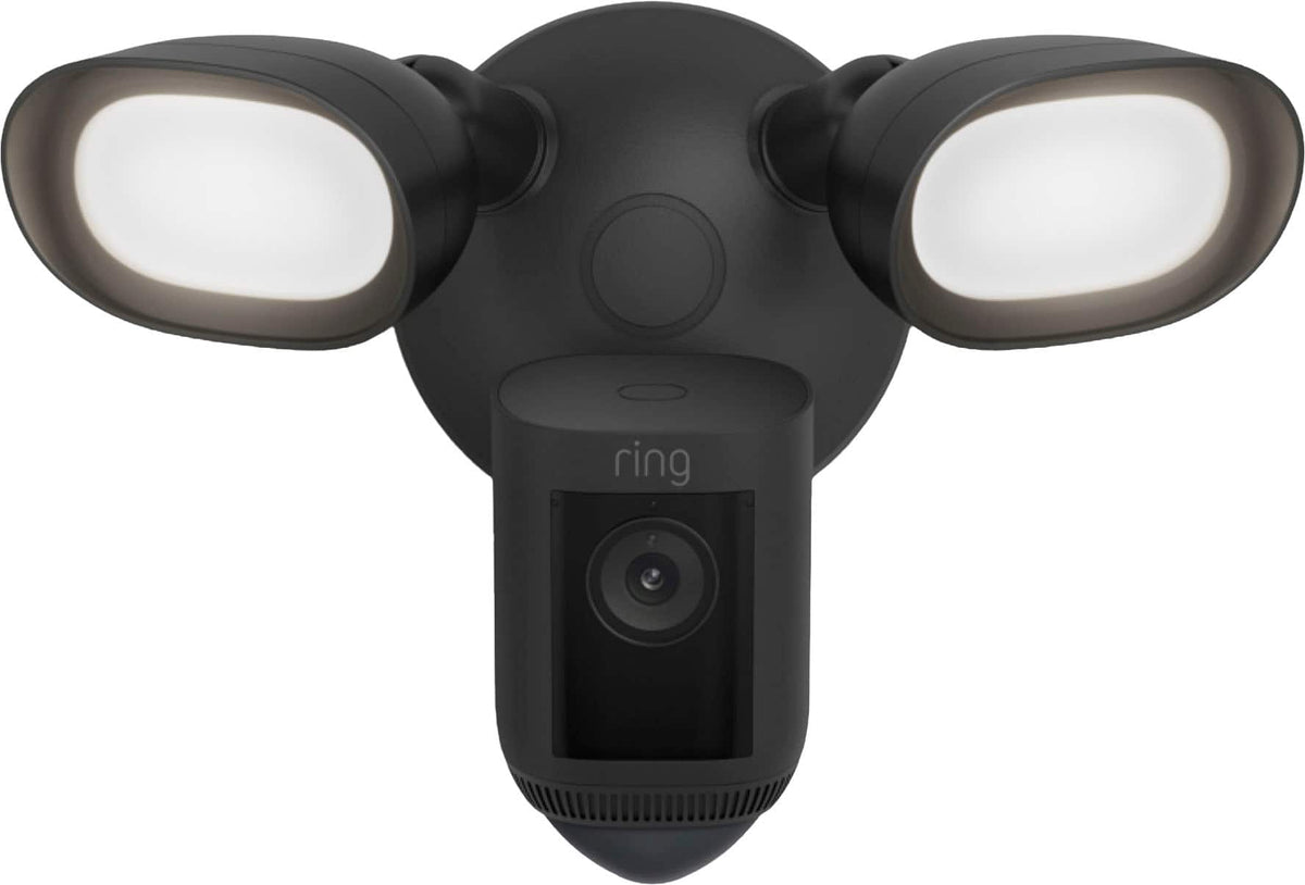 Ring - Floodlight Cam Pro with 2K Video and Ring-Vision, 2 LED Lights, Dual Band Wi-Fi, and 3D Motion Detection - Black