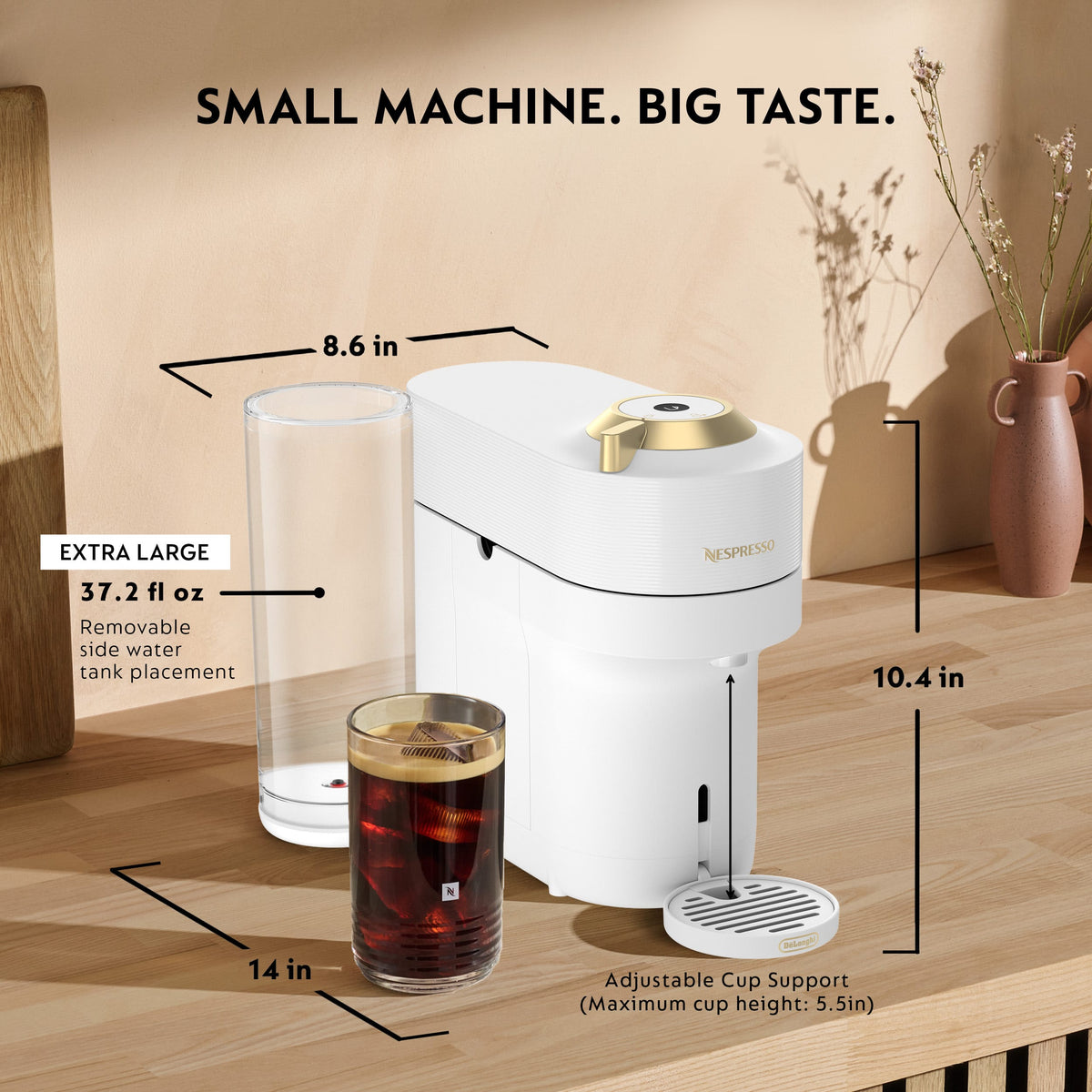 Nespresso - Vertuo Pop+ Deluxe Coffee and Espresso Maker by De'Longhi Limited Edition Full - White and Gold