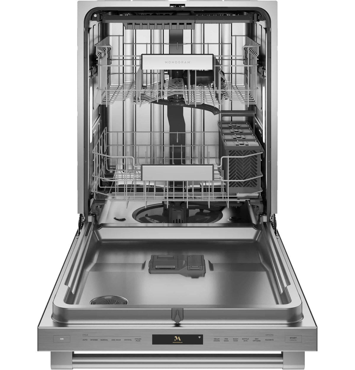 Monogram - 24" Top Control Smart Built-In Stainless Steel Tub Dishwasher w/ Adjustable 3rd Rack, 37 dBA, and Advanced Water System - Stainless Steel