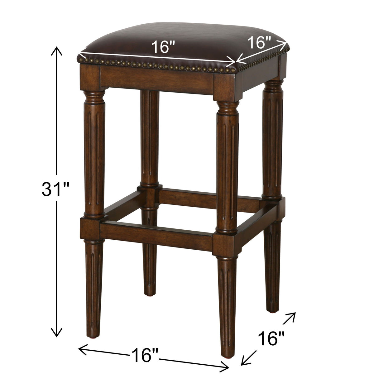 Taburete cuadrado con asiento tapizado