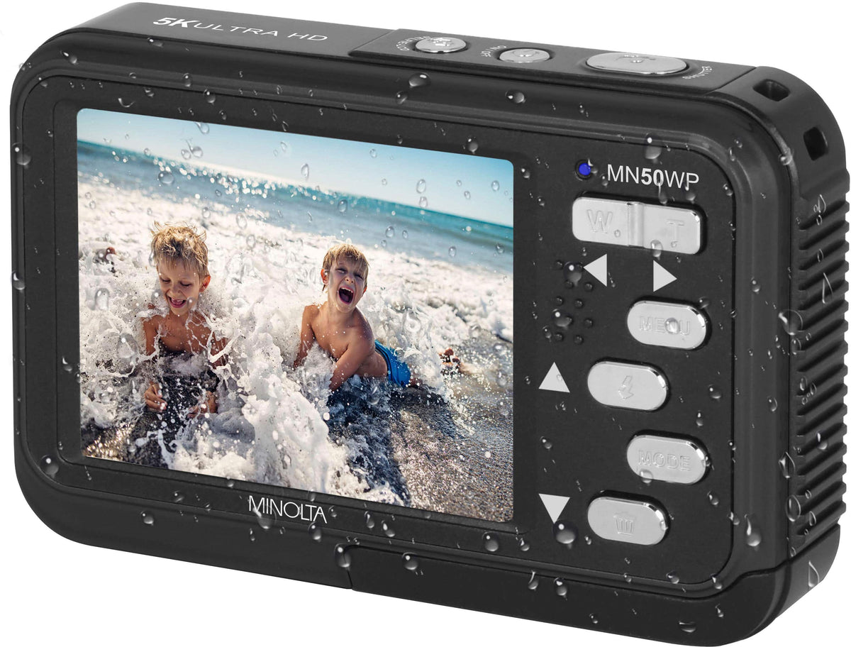 Minolta - Duo MN50WP 48.0 Megapixel Waterproof 5K Video Digital Camera with Dual LCD - Black