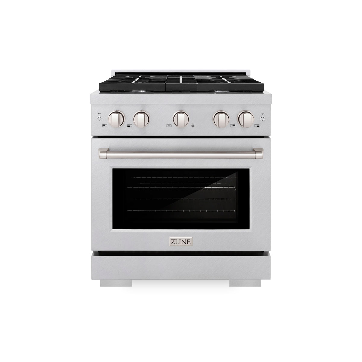 30 in. Wide 4 Burner ZLINE Paramount Satin Steel Gas Range Convection Oven (SGRS-BLM-30) - Black Matte