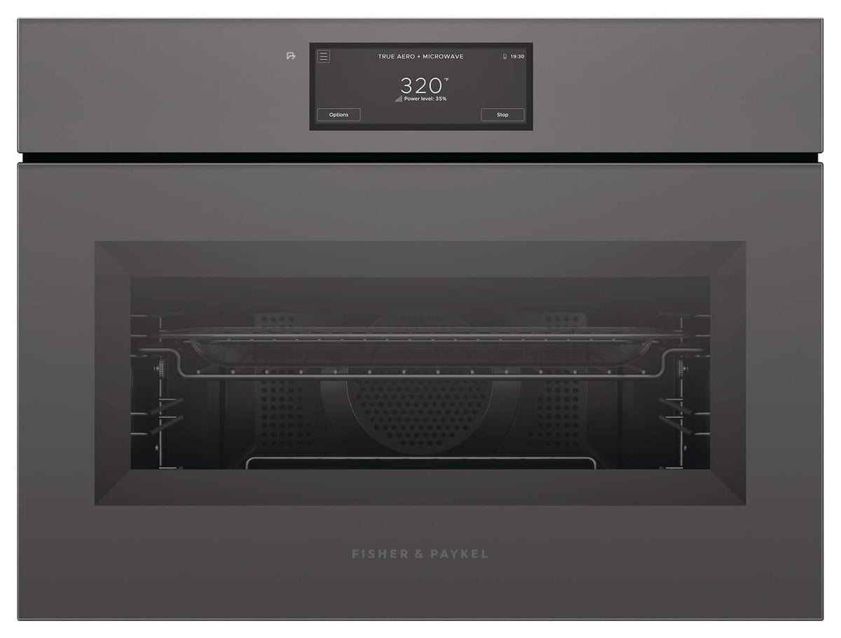 Fisher & Paykel - 24" 1.7 cu ft Built-in Convection Speed, 6.8" Touchscreen - Compact - Handleless - Minimal Grey - Gray