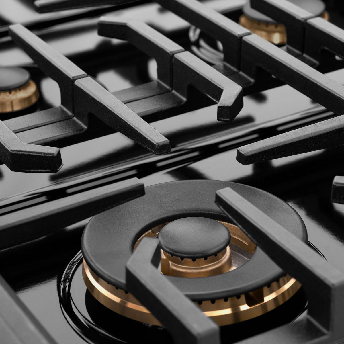 ZLINE - 36 in. Wide 6 Burner DesignerParamount Gas Rangetop in Black Satin Steel with Black and Bronze Accents (SRTBSZ-36-MBCB) - Black Satin Stainless Steel