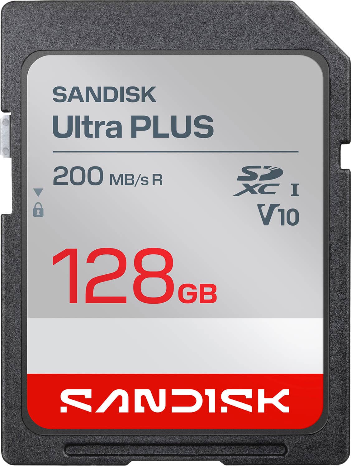 SANDISK - 128GB Ultra PLUS SDXC UHS-I Memory Card, Read Speeds up to 200MB/s