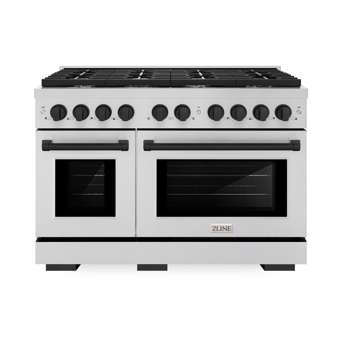 ZLINE - 48 in. Wide 8 Burner Autograph Paramount Double Oven Dual Fuel Range w/ Matte Black Accents (SDRZ-48-MB) - Stainless Steel