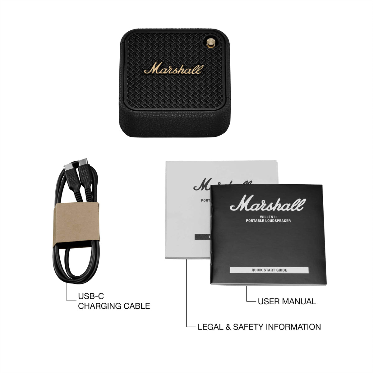 Marshall - Willen II Portable Bluetooth Speaker with Rugged Waterproof / Dust-proof Wireless Design - Black/Brass