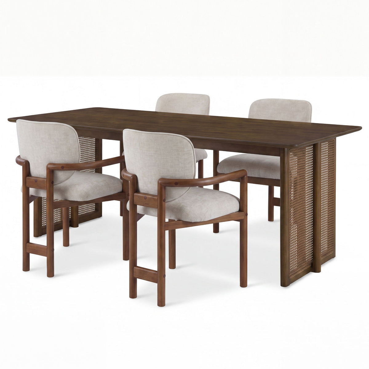 Juego de comedor para interiores de 5 piezas, mesa y 4 sillas