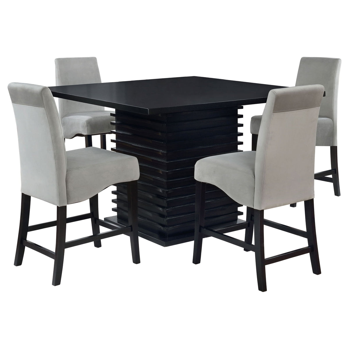 Shandra - Juego de 5 piezas con mesa y taburetes a la altura de la encimera - Negro