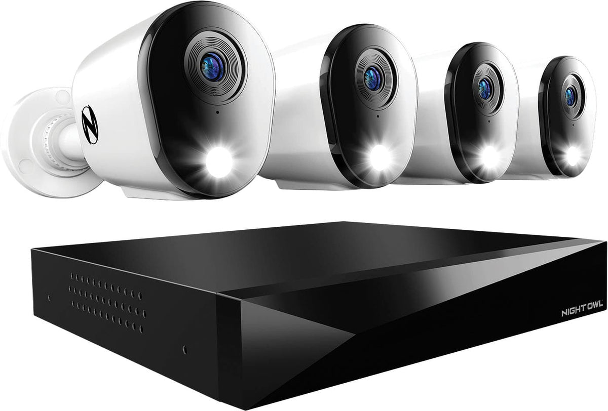 Night Owl - 8 Channel 2K (4MP) DVR with 4 (4MP) Cameras and 2TB Storage, Expandable up to 4 Additional Wi-Fi Cameras - White