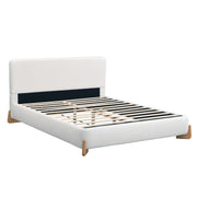Cama tapizada tamaño queen con soporte de listones - Blanca