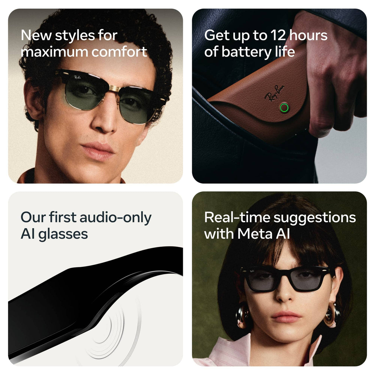 Ray-Ban Meta - Audio Burbank Large - Audio-Only AI Glasses - Transitions Graphite Green Lenses - Matte Black