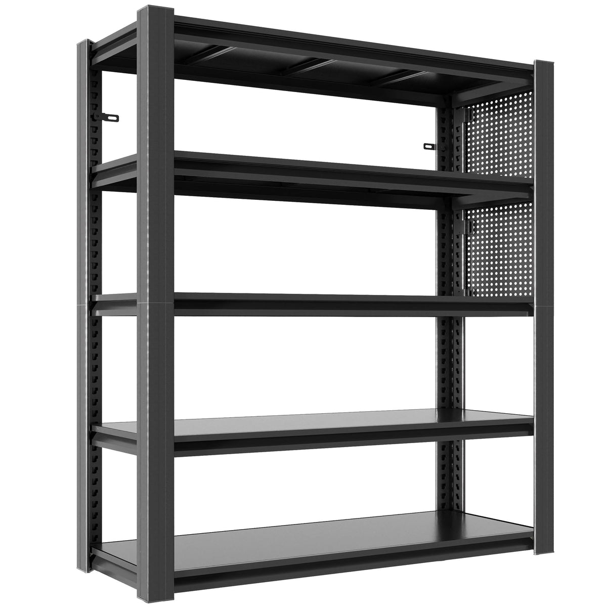 Estantería industrial de 5 niveles ajustable con panel perforado, almacenamiento de alta resistencia
