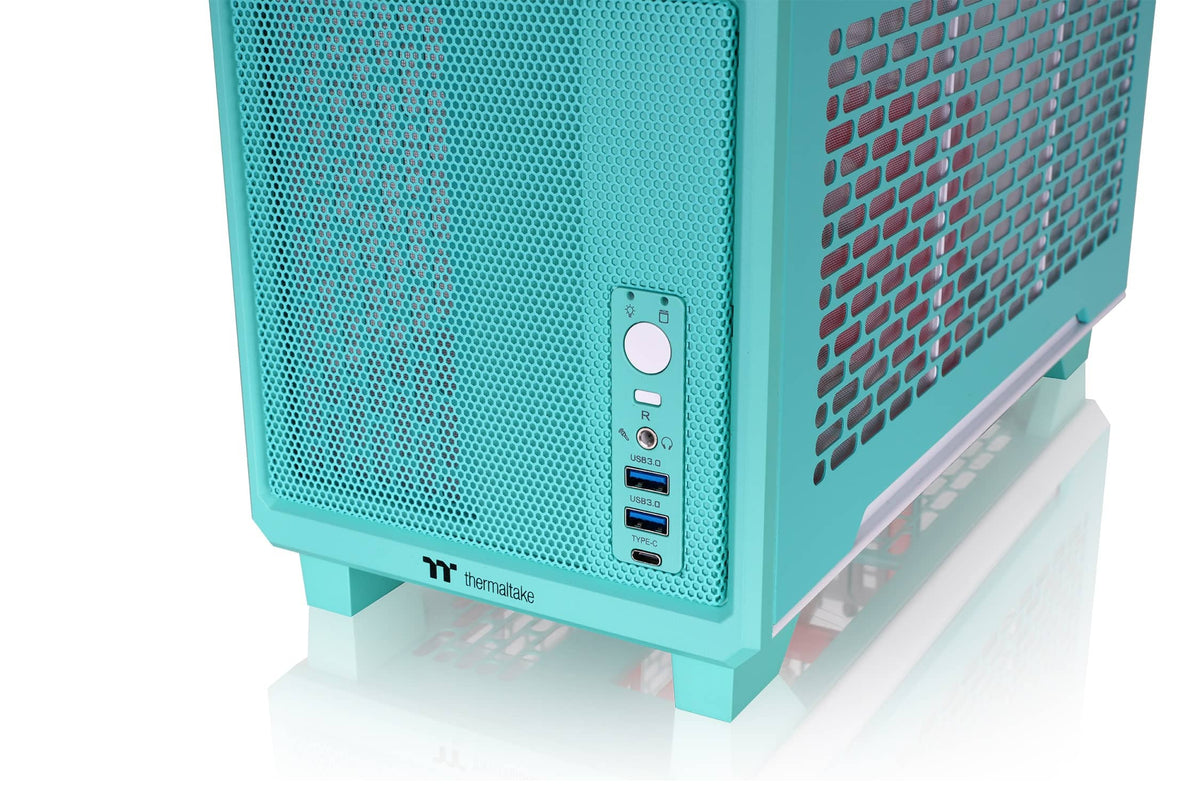 Thermaltake - TR100 SFF mITX Mini Tower PC Case with PCIe 4.0 Riser Cable Included - Mint Strawberry