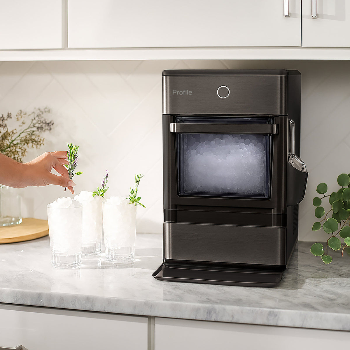 GE Profile - Opal Nugget Ice Maker with Rapid Ice Production - Black Stainless Steel