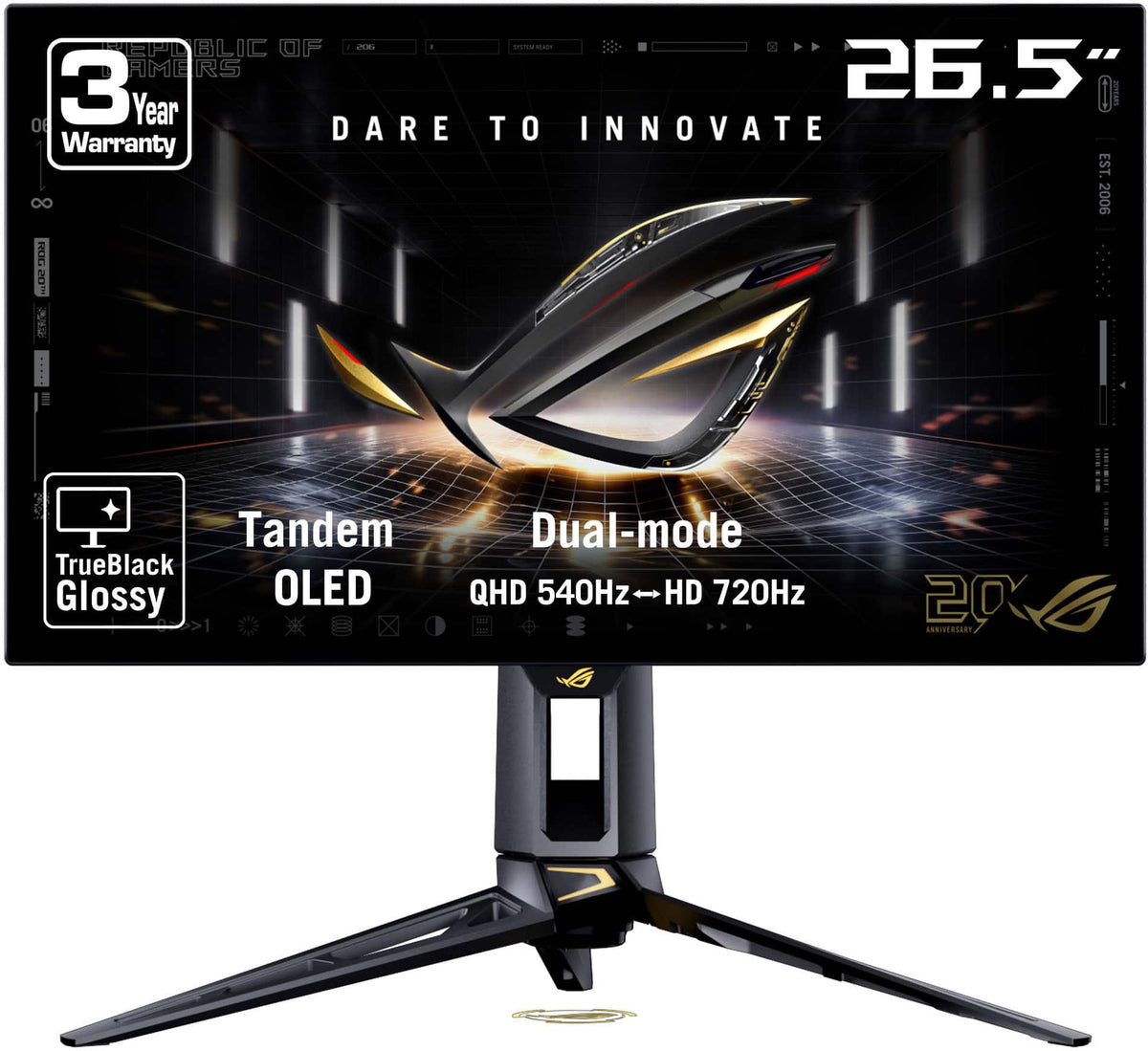 ASUS - ROG Swift 27" Dual Mode (2K 540Hz, HD 720Hz) OLED 0.02ms Gaming Monitor with FreeSync Premium Pro and HDR - 20th Edition