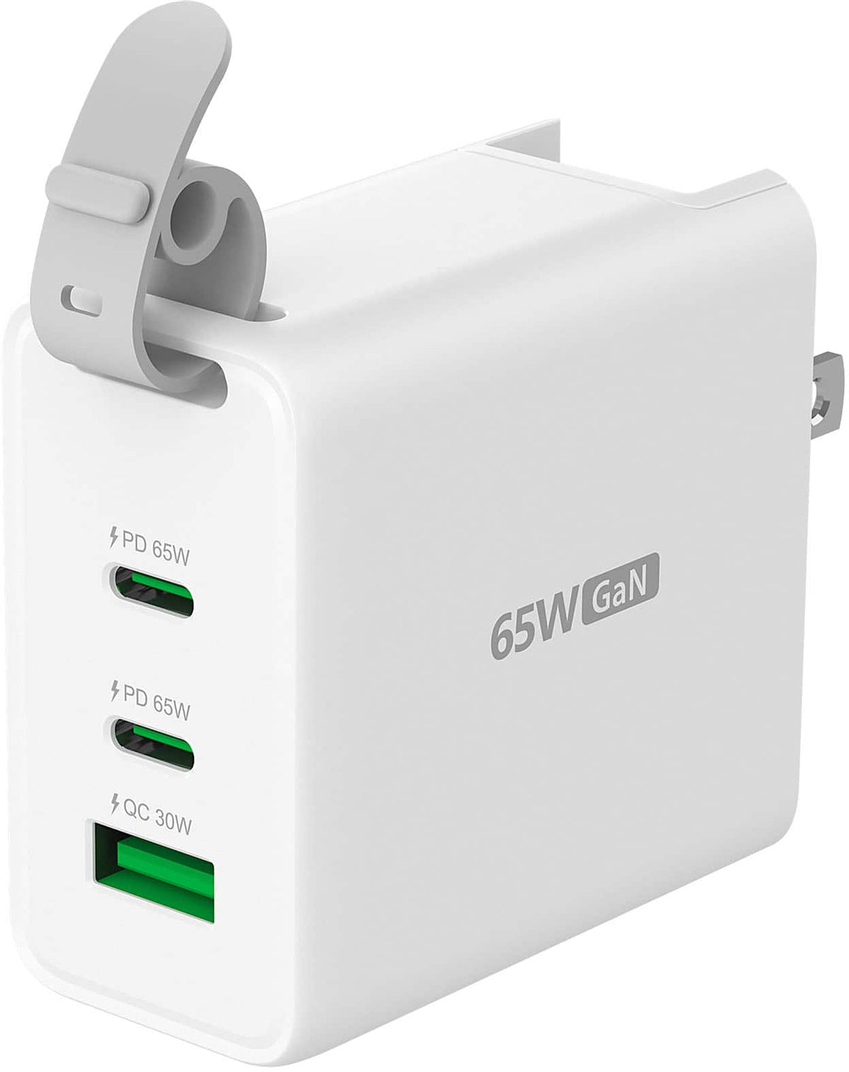 j5create - 65W GaN USB-C® 3-Port Travel Charger with changeable AC plugs and USB-C® cable - White