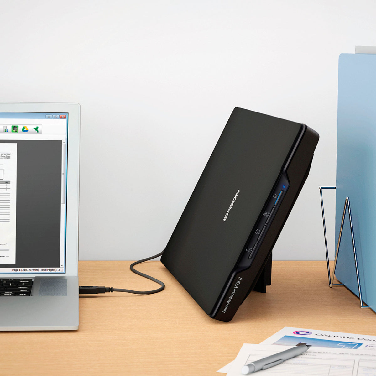 Epson - Perfection V19 II Color Photo and Document Flatbed Scanner - Black