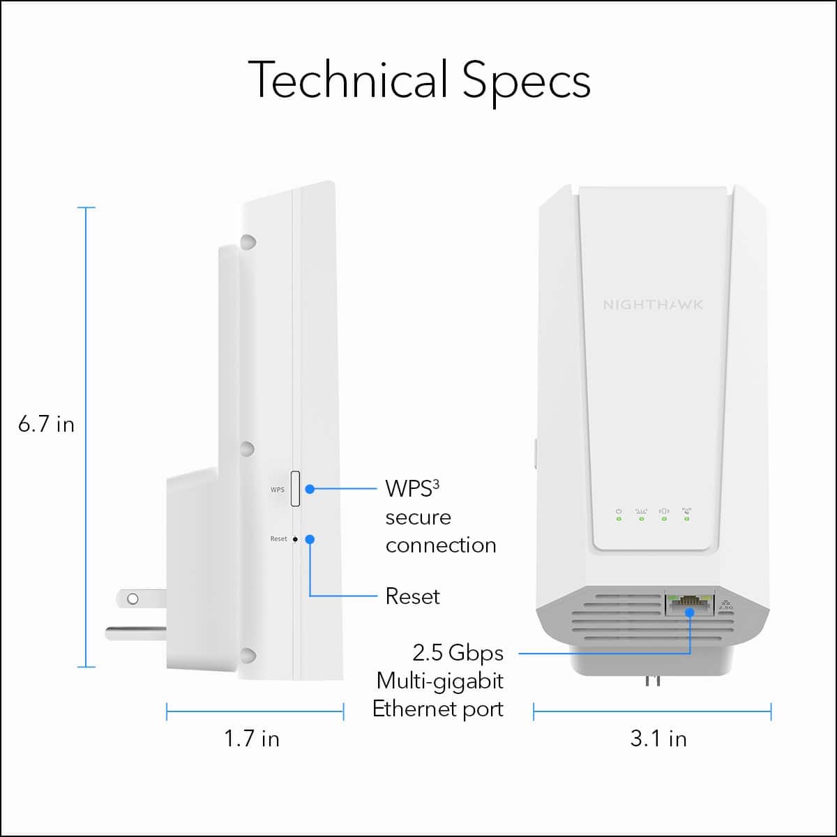 NETGEAR - BE5000 Dual-Band Wi-Fi 7 Wall Plug Range Extender - White