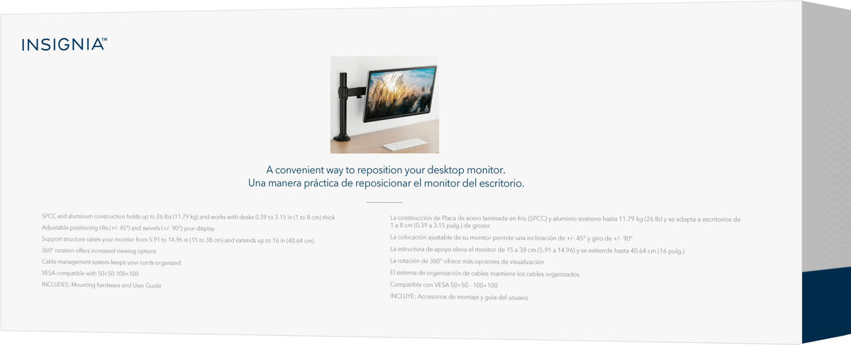 Insignia™ - Desktop Mount for Monitors up to 35” Wide - Black