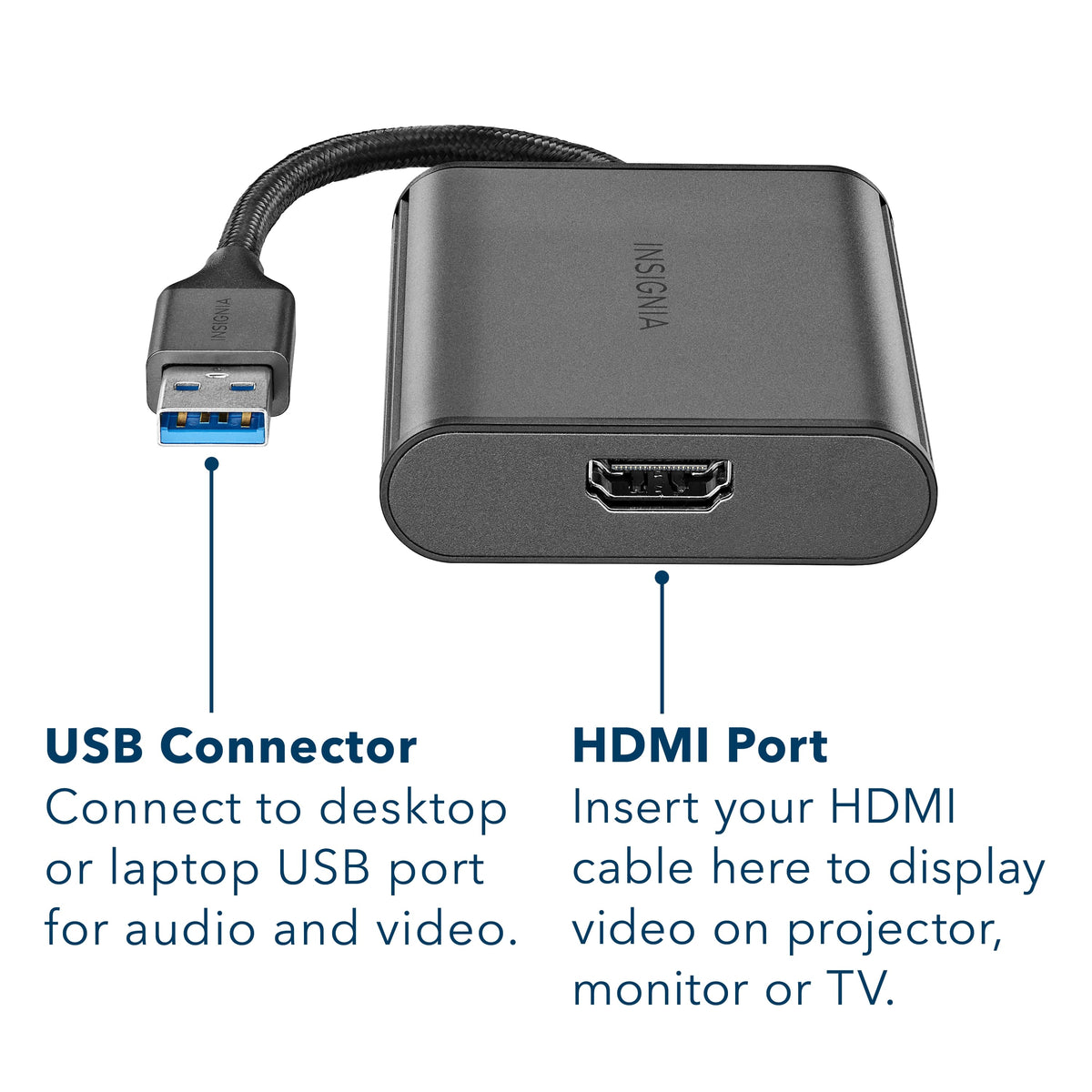 Insignia™ - USB to HDMI Adapter - Black